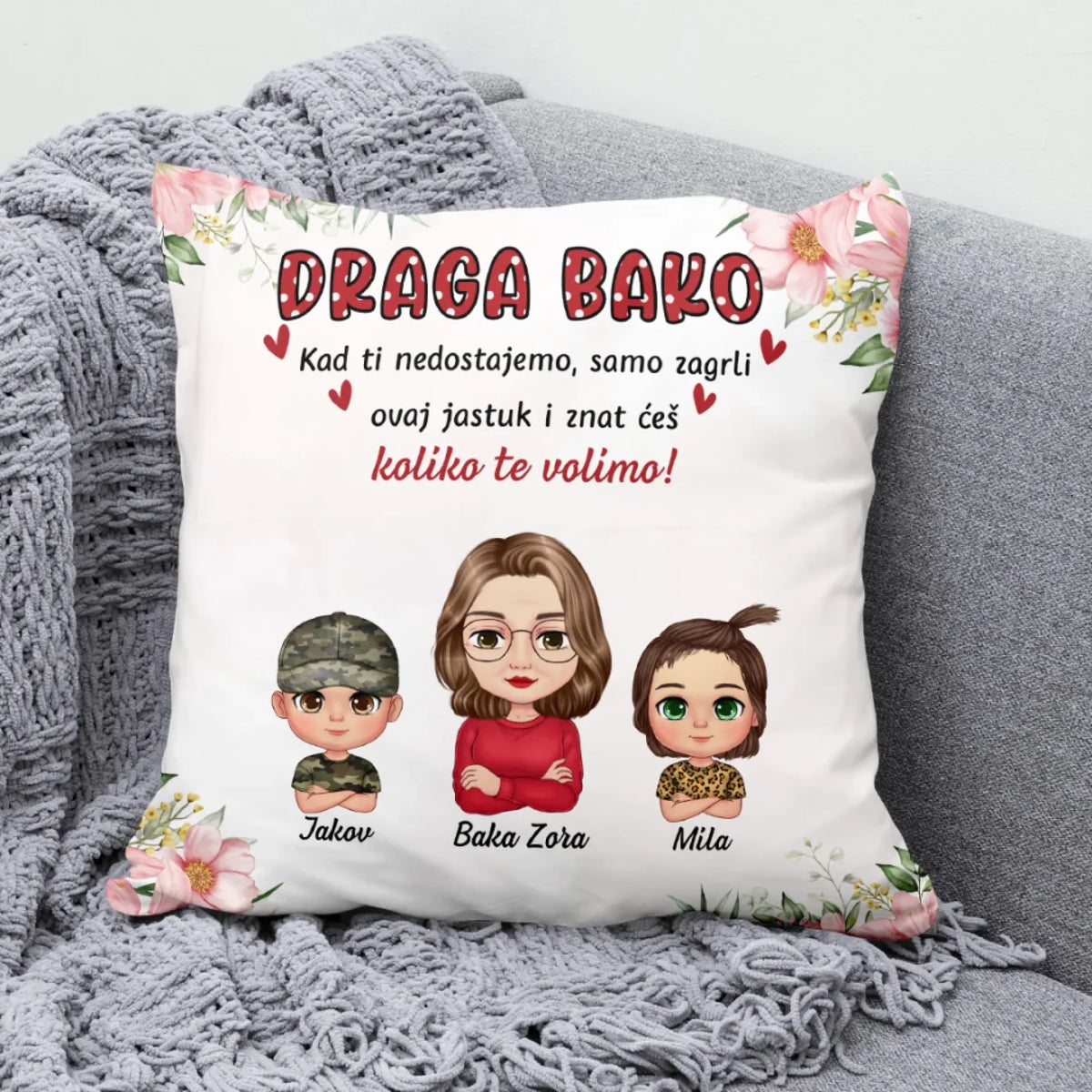Unikatni jastuk za Majčin dan za Bake do 4 unučadi2