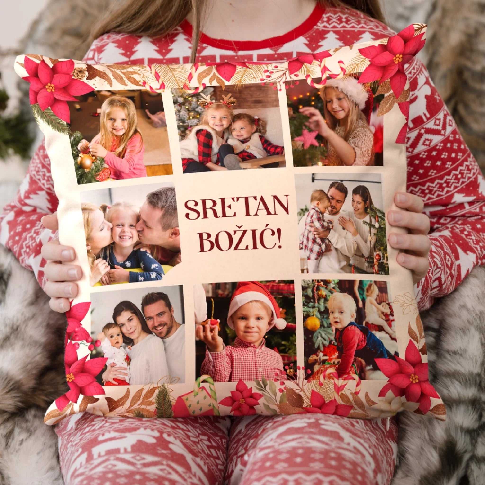 Jedinstveni božićni jastuk sa 8 slika – Sretan Božić1