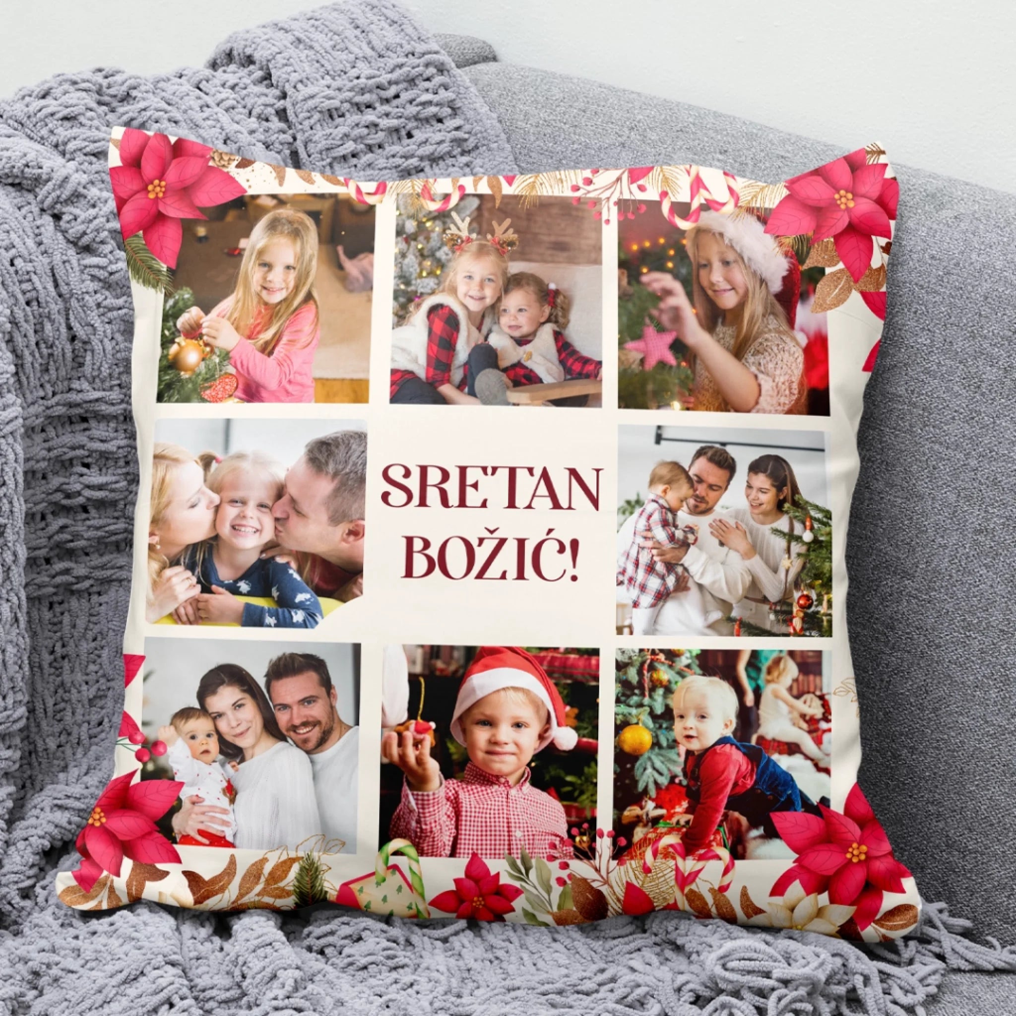 Jedinstveni božićni jastuk sa 8 slika – Sretan Božić2