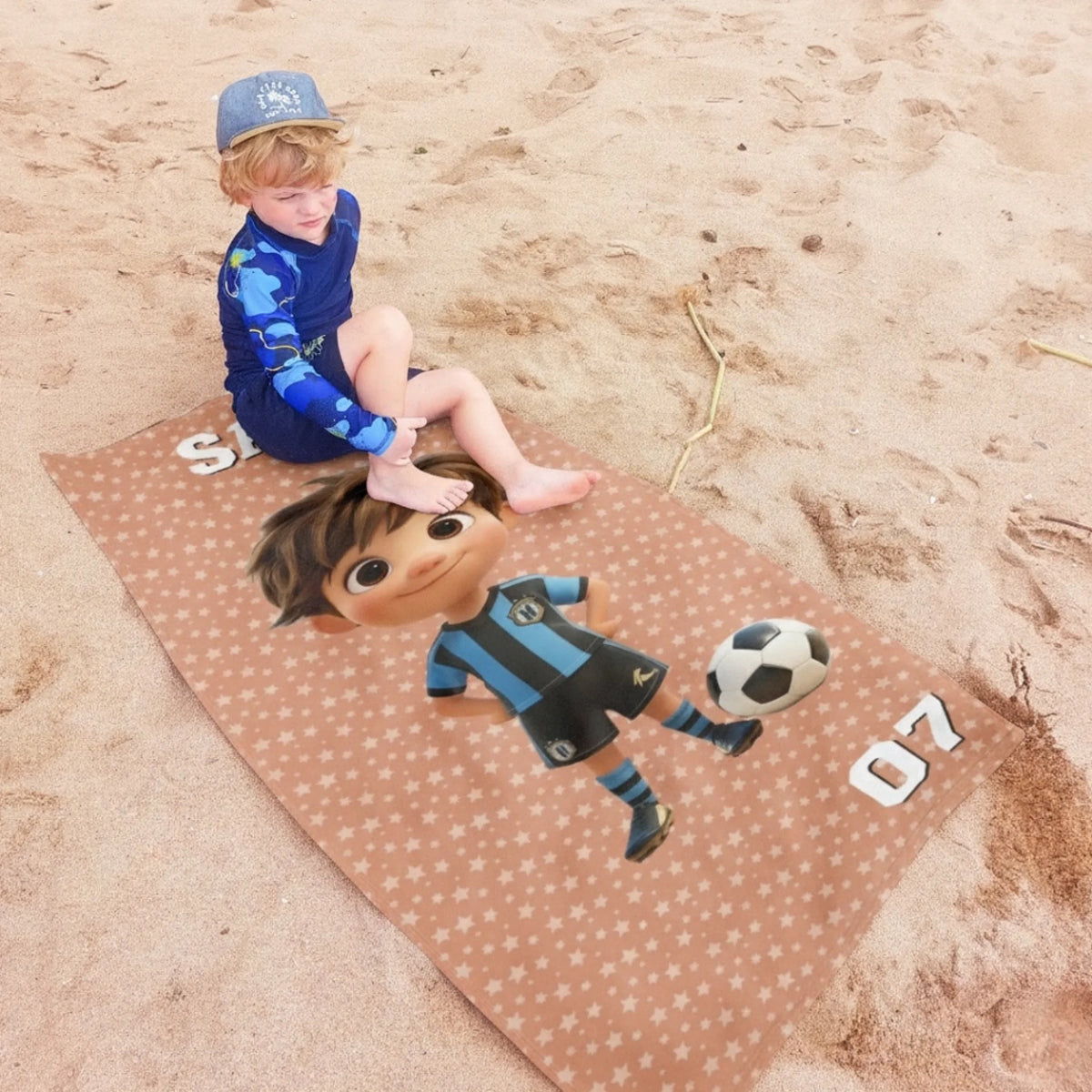 Personalizirani ručnik za plažu za djecu – nogomet