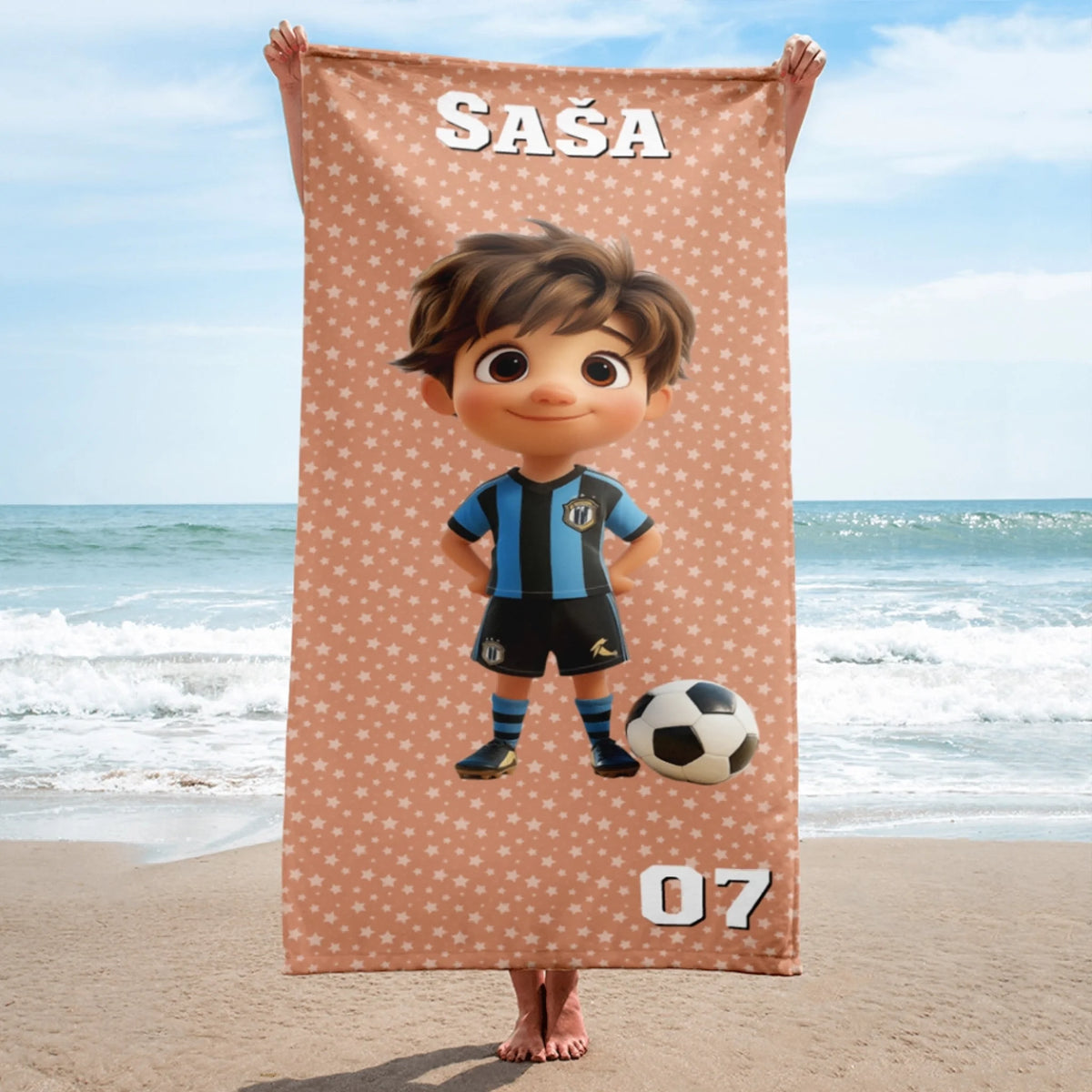 Personalizirani ručnik za plažu za djecu – nogomet4