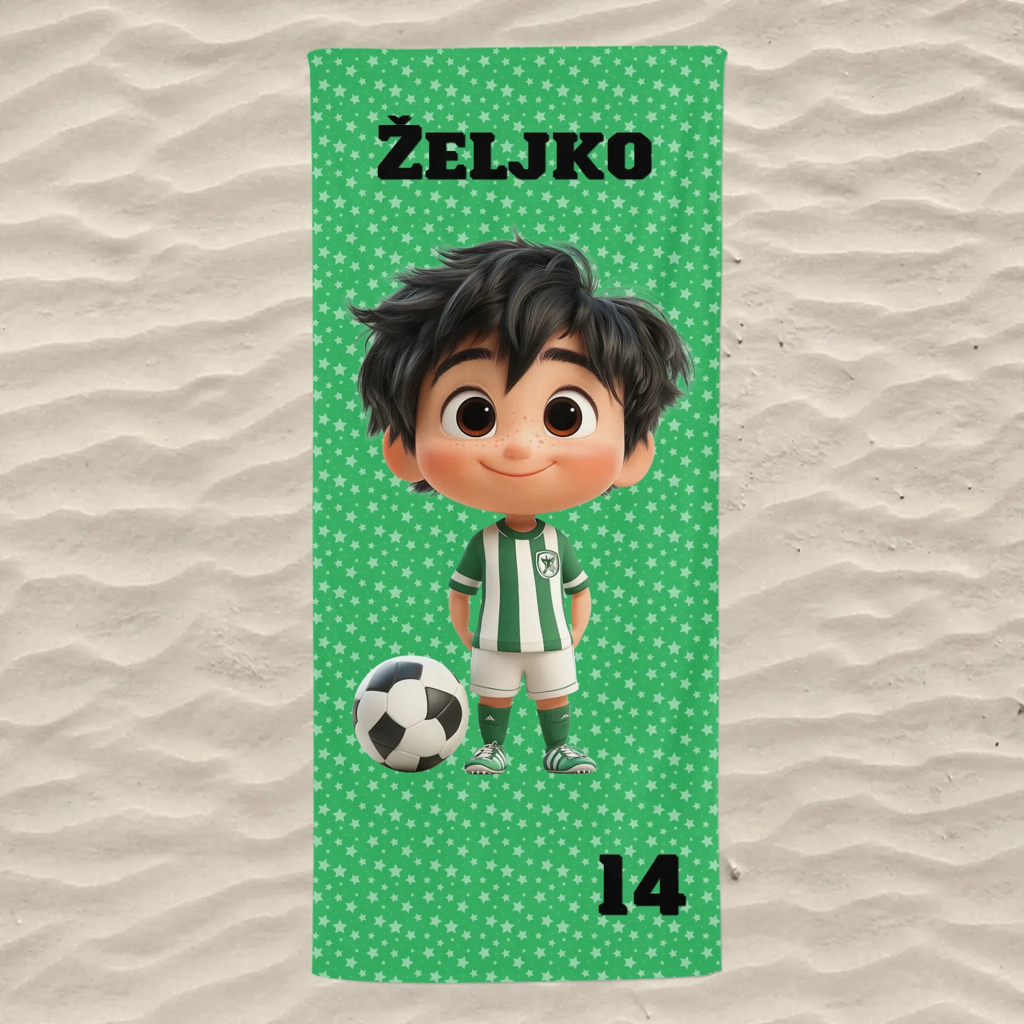 Personalizirani ručnik za plažu za djecu – nogomet