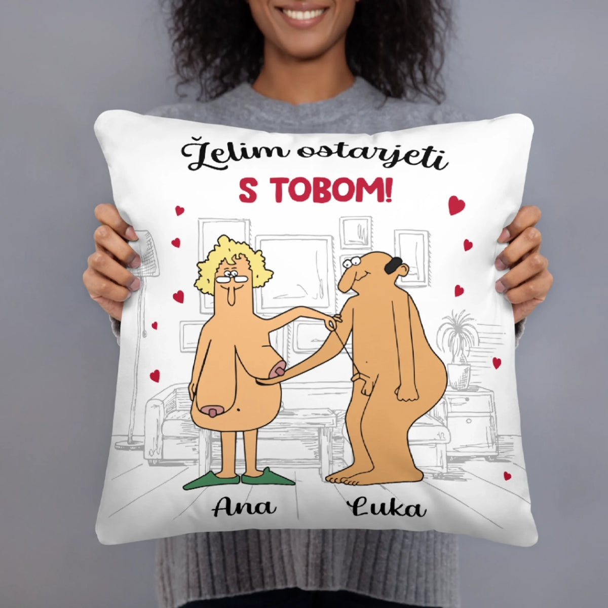 Personalizirani jastuk za parove - Želim ostarjeti s tobom3
