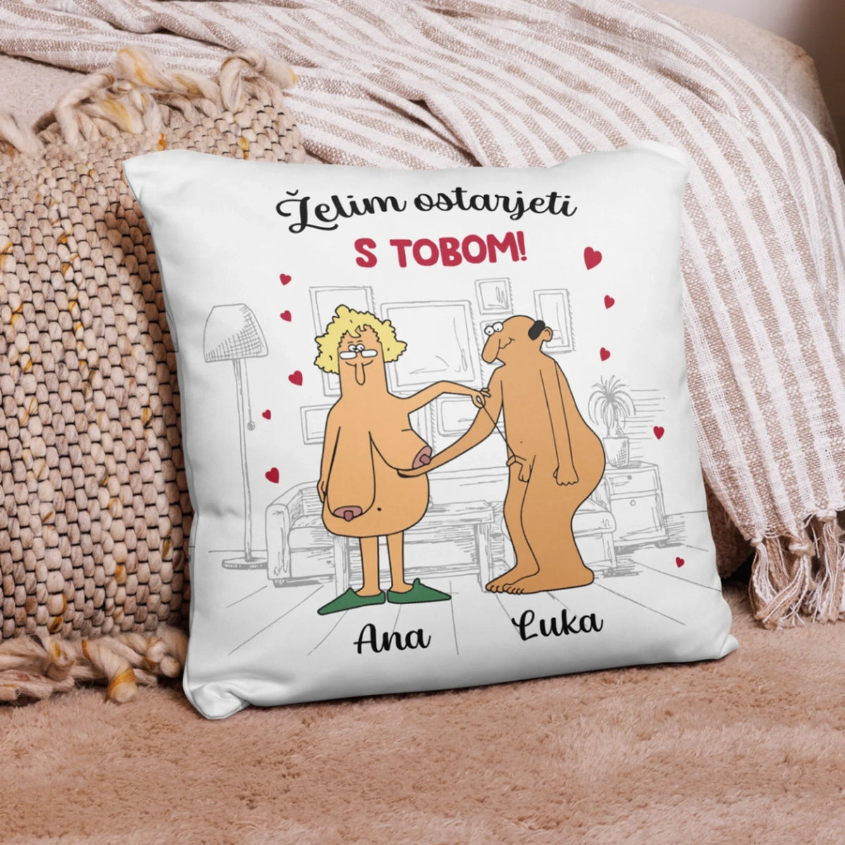 Personalizirani jastuk za parove - Želim ostarjeti s tobom2