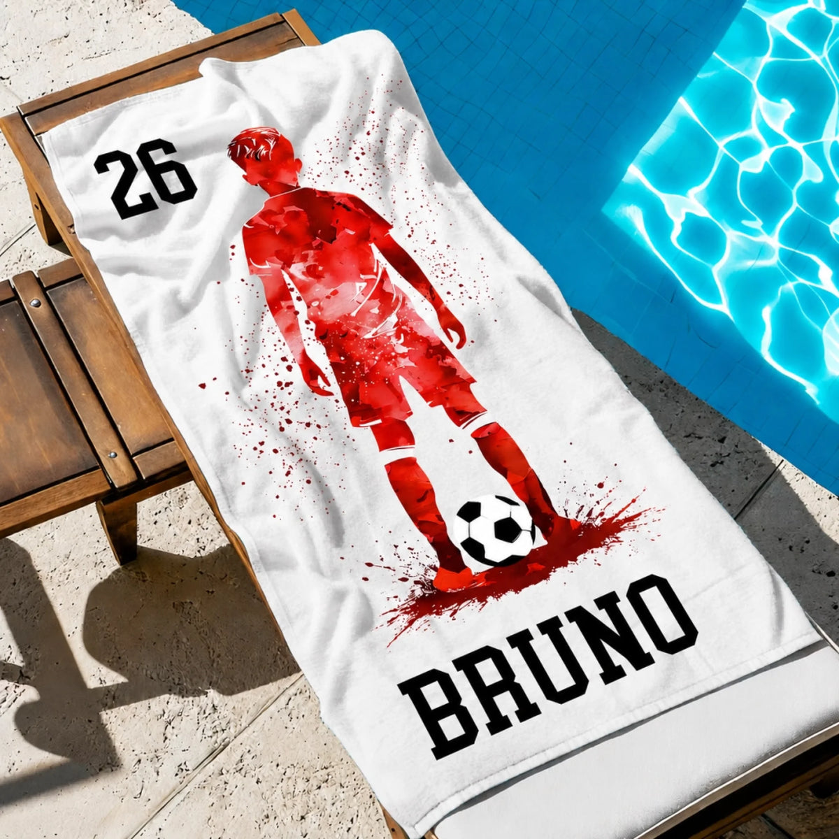 Personalizirani nogometni ručnik za plažu s imenom - za dječake i djevojčice5
