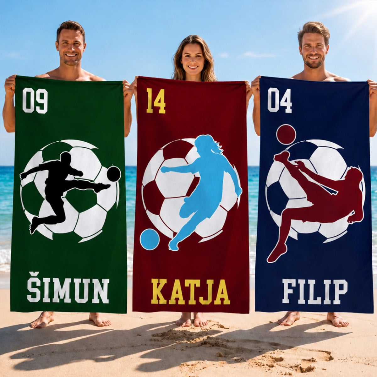 Personalizirani ručnik za plažu s imenom - nogomet3