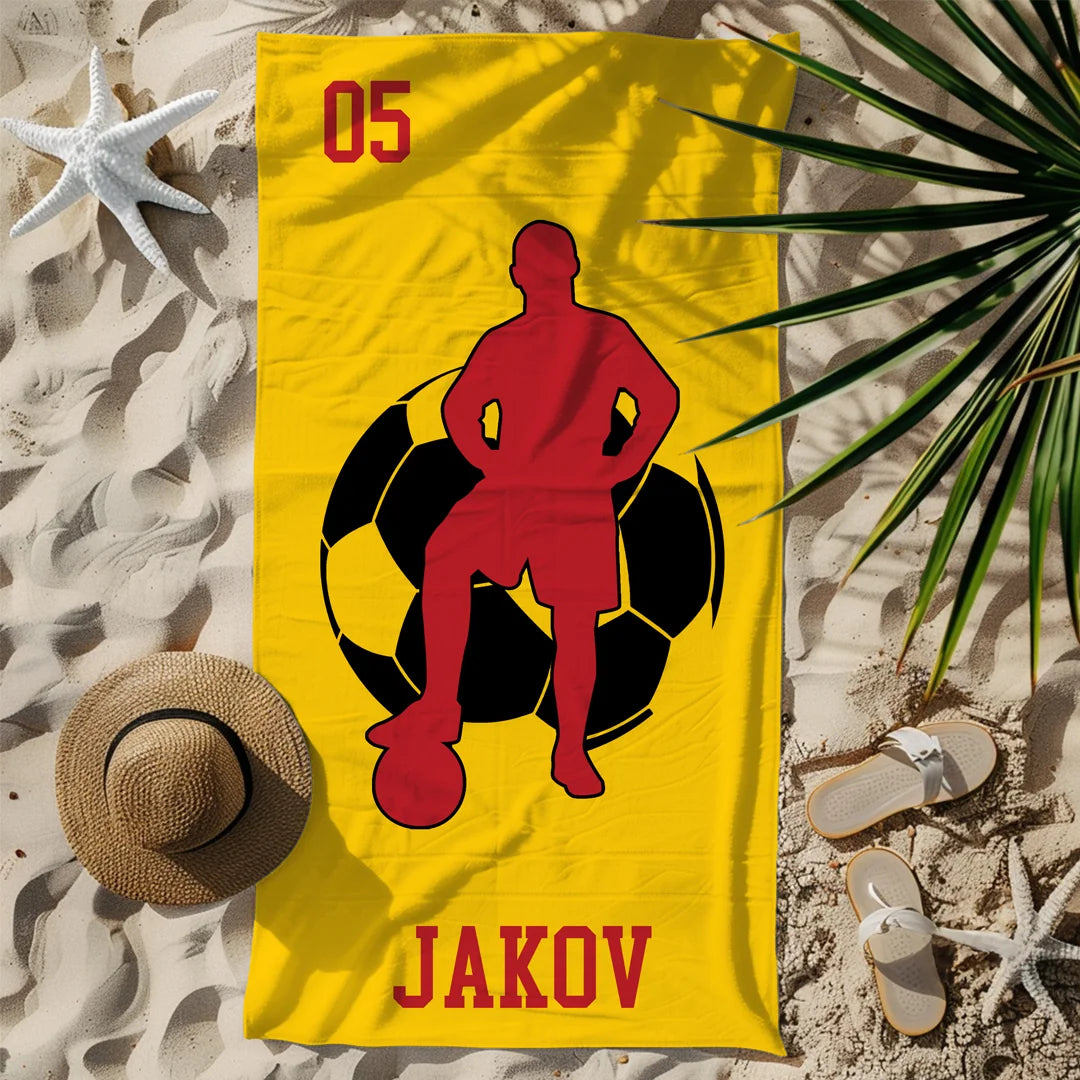 Personalizirani ručnik za plažu s imenom - nogomet
