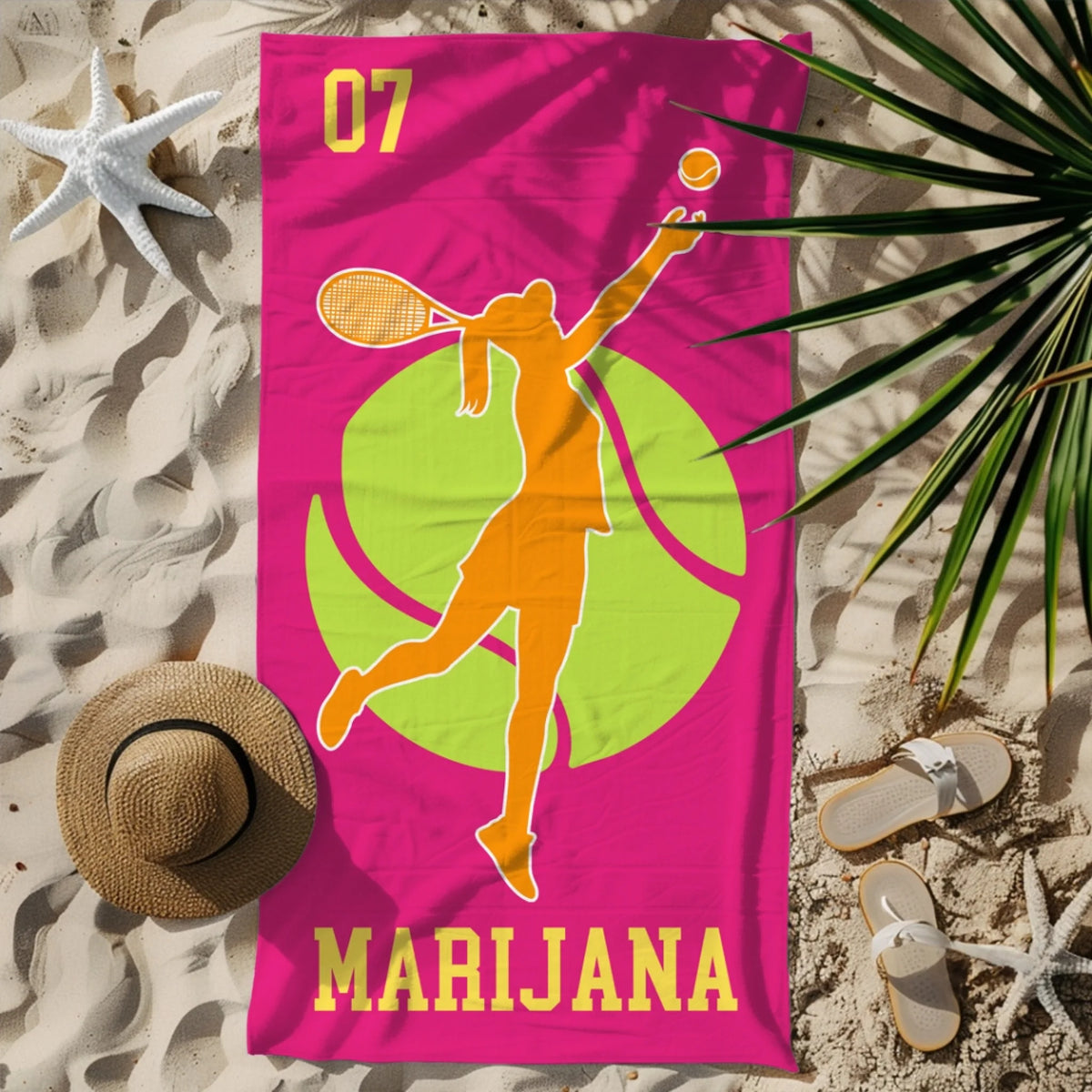 Personalizirani ručnik za plažu s imenom - tenis