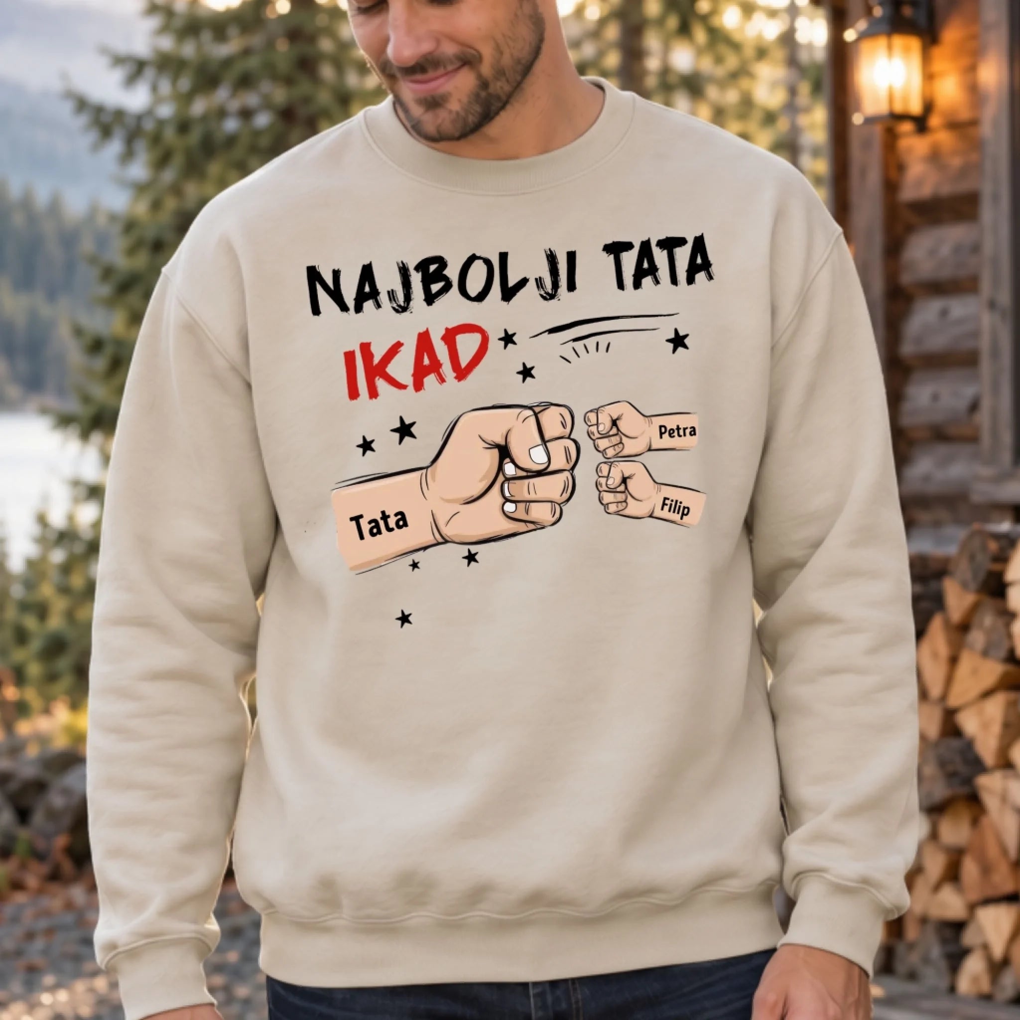 Personalizirani pulover s okruglim izrezom za očeve - Najbolji tata ikad4