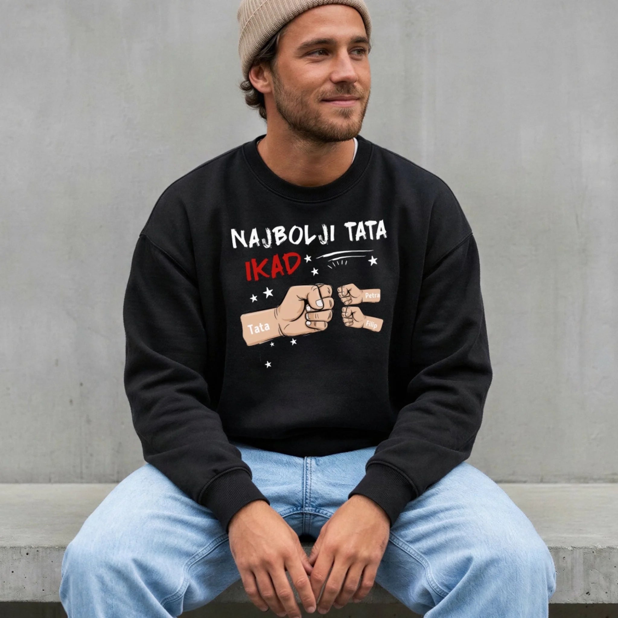 Personalizirani pulover s okruglim izrezom za očeve - Najbolji tata ikad5