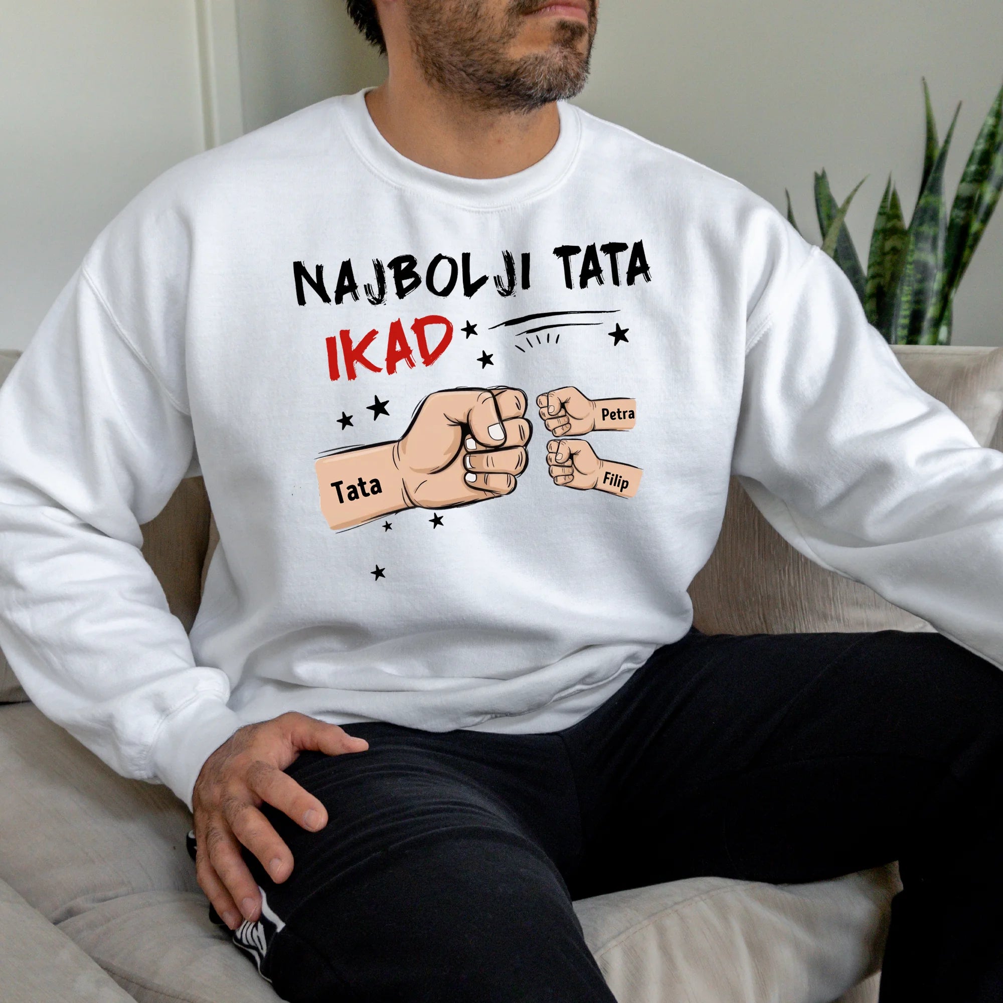 Personalizirani pulover s okruglim izrezom za očeve - Najbolji tata ikad