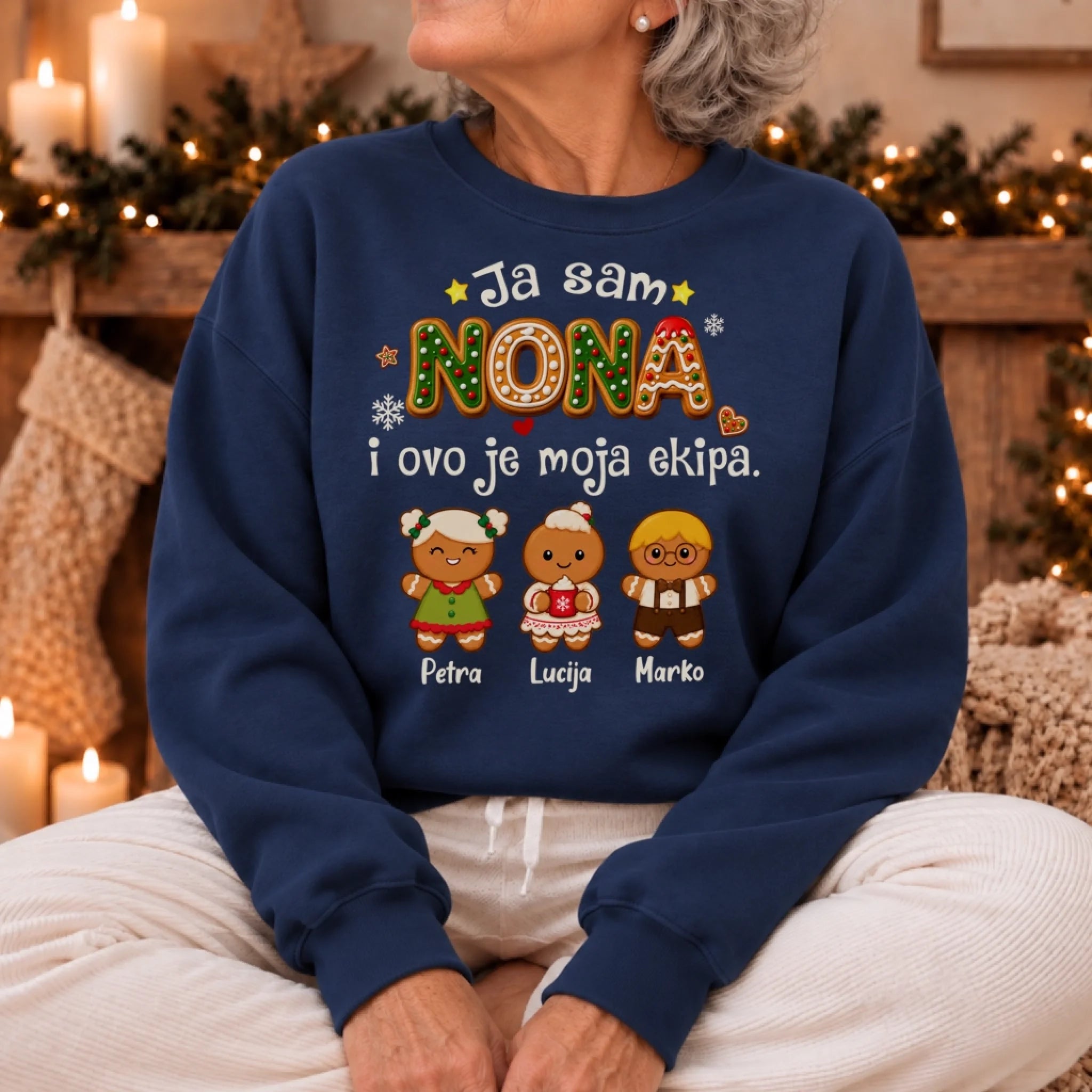 Personalizirani božićni pulover s okruglim izrezom – Ja sam nona3