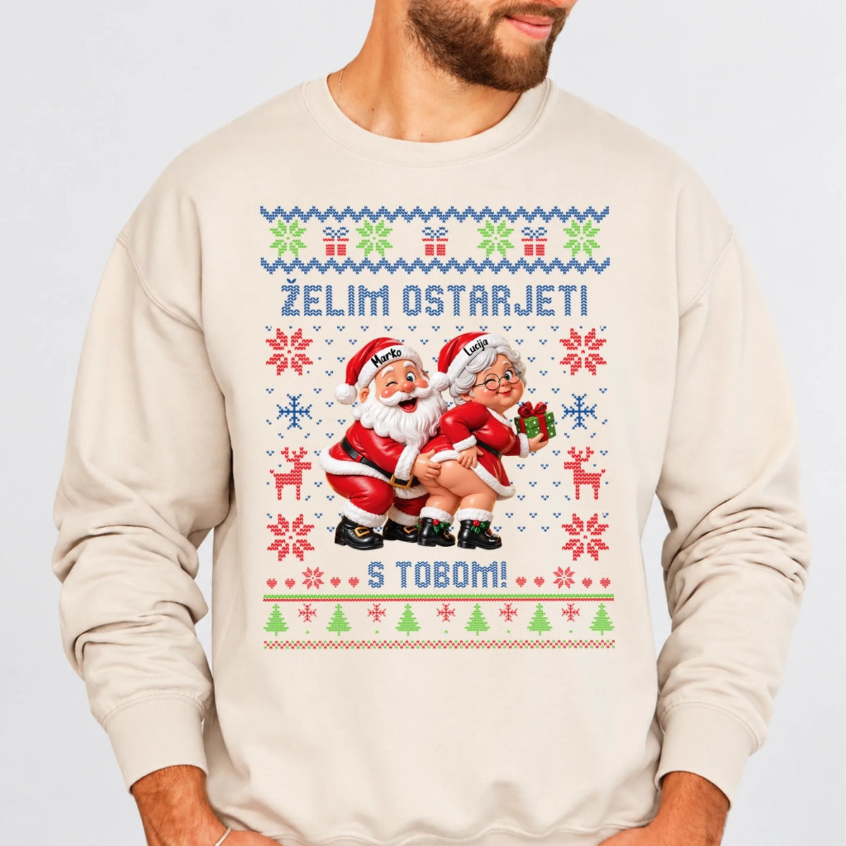 Personalizirani božićni pulover - Želim ostarjeti s tobom2