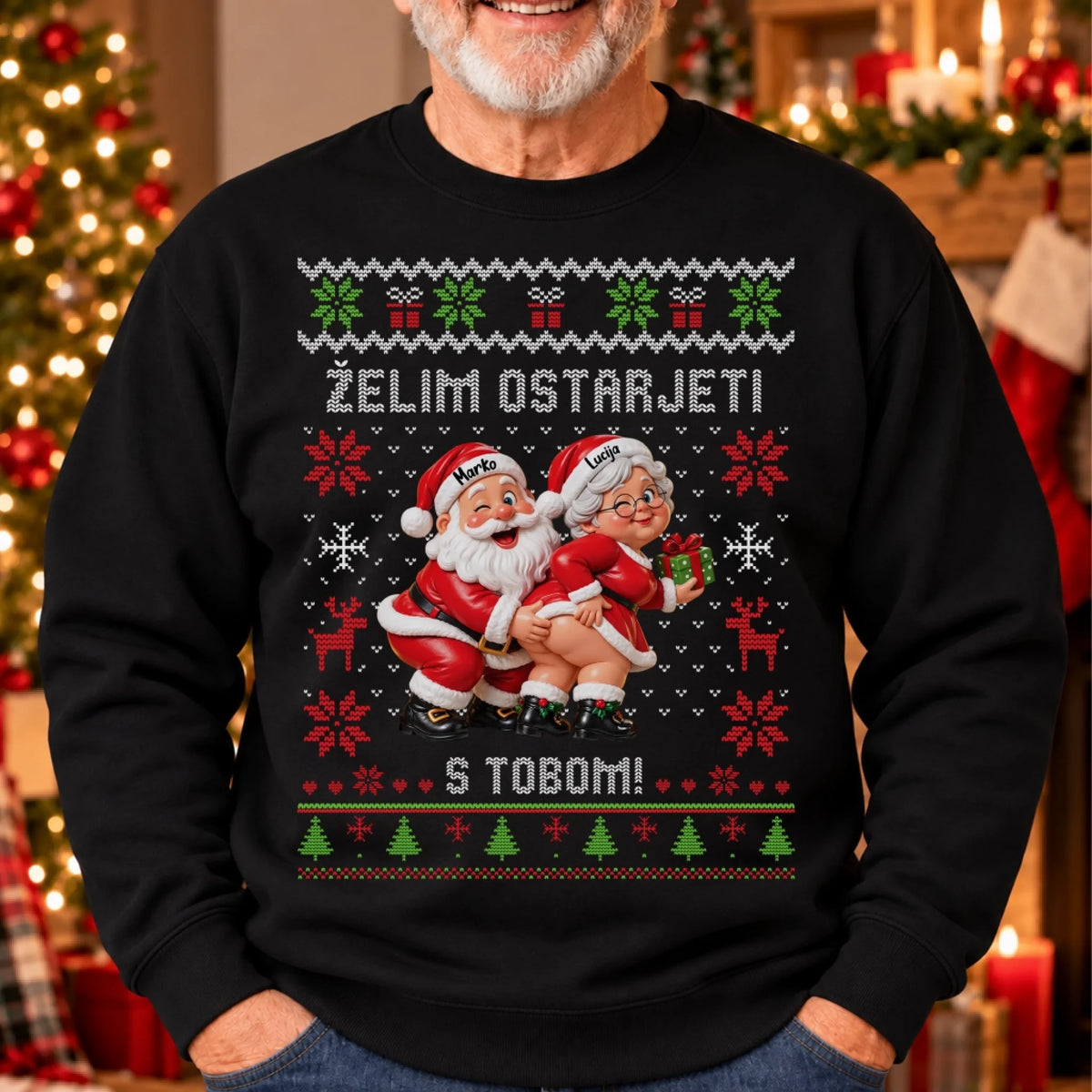 Personalizirani božićni pulover - Želim ostarjeti s tobom1